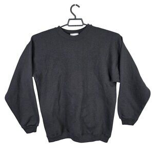 Mens Vintage Hanes Black Heavyweight Sweatshirt Long Sleeve Cotton Blend Size L
